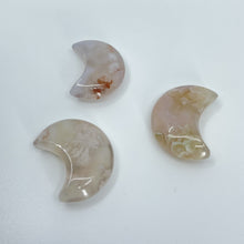 Load image into Gallery viewer, Cherry Blossom Agate Mini Crescent Moon
